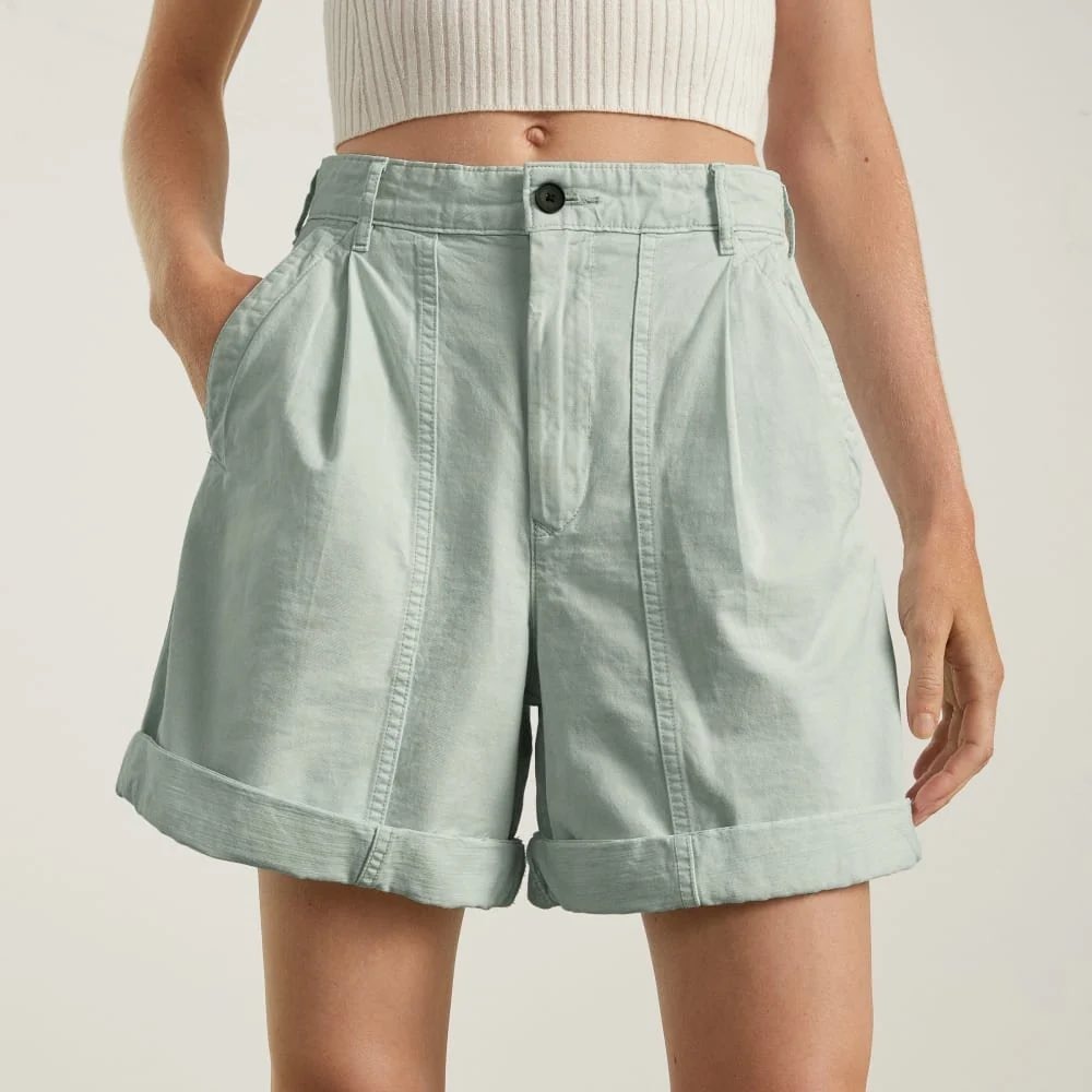 NWT Everlane The Tourist Short Organic Cotton Linen Pleated Shorts Size 10